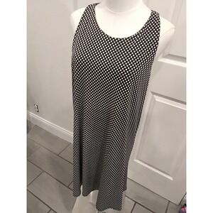 CeCe Polka Dot Sleeveless Shift Dress Black White Racerback Womens Large